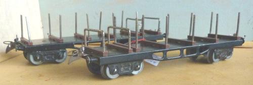 1.306 French Hornby 0-gauge Wagons 413 Bogie Lumber Wagon (Wagon a Ranchers).