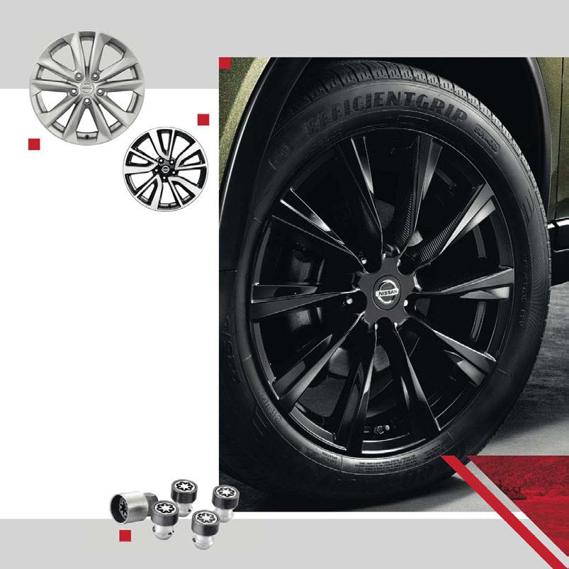 7 FLOW ALLOY WHEELS DESIGNER FINISH Take a turn for the better with Nissan Genuine alloy wheels designed and engineered specifically for your X-TRAIL.