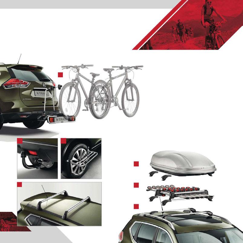 X > X _ Towbar mounted bicycle carrier (99), (available for bikes, and 7 pins and for bikes, 7 pins) _ Removable towbar (9) _ Tire step (8) _ Loadcarrier, aluminium (77) _ Roof box small size (8)