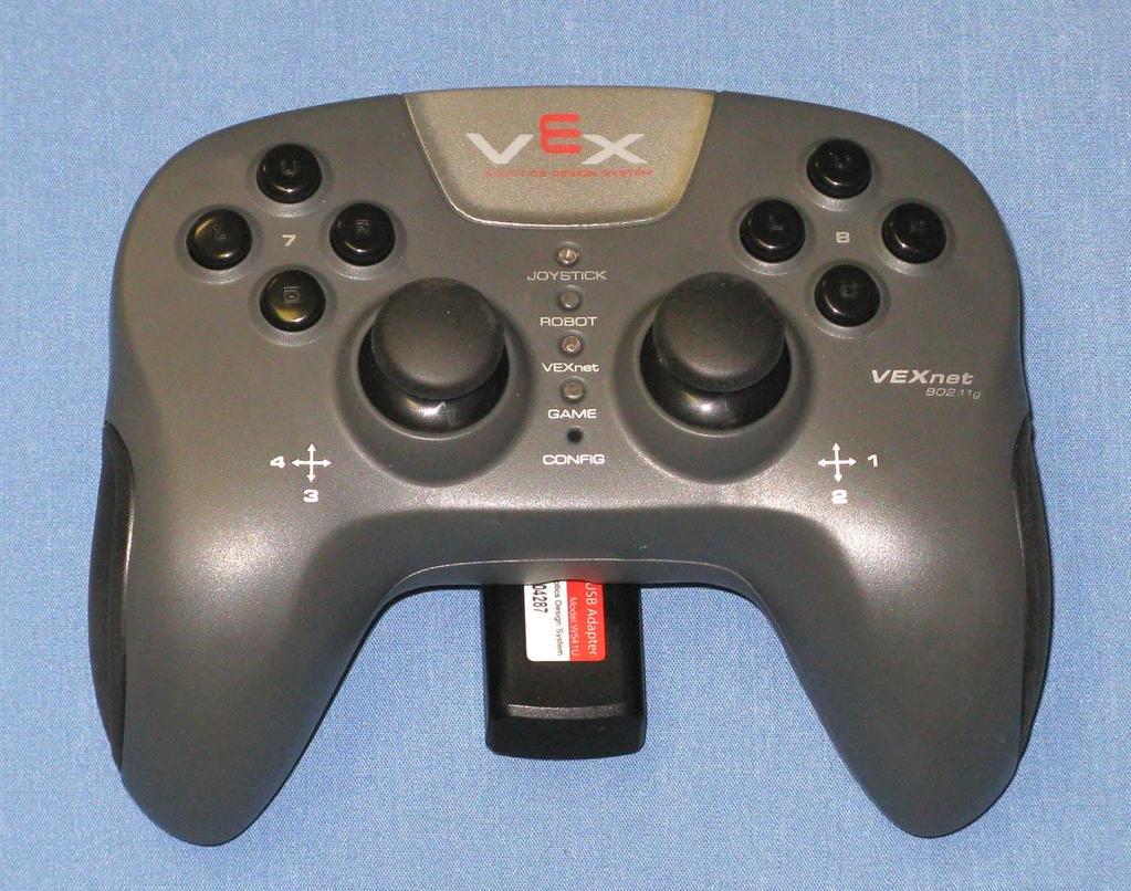VEX JOYSTICK Channels 1 &2 on right stick Channels 3 &4 on left stick Channels 5 &6 are buttons on top side