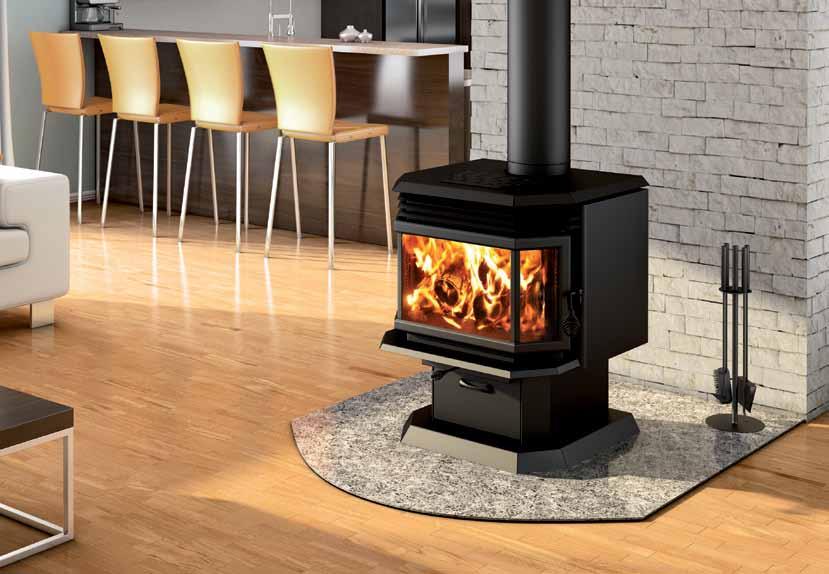 1800 Emissions Overall efficiency 1.4 g/kg 56% 1800 pictured with black door overlay and black louver and trivet. CHARACTER The 1800/2200 series symbolizes Osburn's elegance and technical know-how.