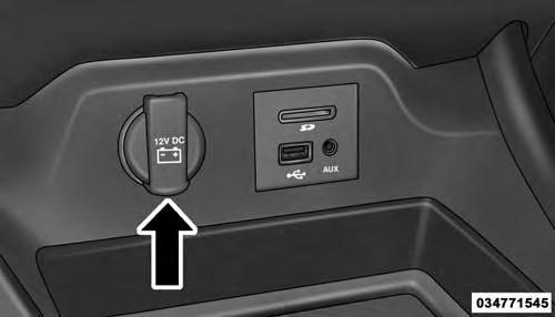128 UNDERSTANDING THE FEATURES OF YOUR VEHICLE WARNING! To avoid serious injury or death: Only devices designed for use in this type of outlet should be inserted into any 12 Volt outlet.