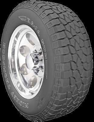 It s also got an aggressive tread design, variable density nylon over wraps, serrated tie bars and shoulder scallops, and strategic siping for improved stability, long wear, and traction in wet or