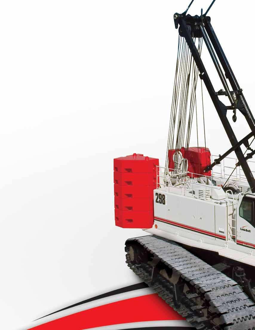 Quick Draw cylinder in liv 250 ton (226.8 mt) Lattice Crawler Crane Heavy-duty power for the most demanding jobs Main transport weight is 87,100 lbs (39 507.