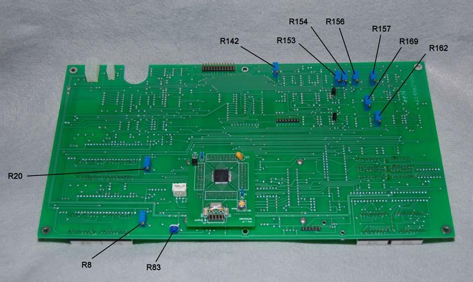 Figure 39 - Main Board with Numbered Adjustments 13.4 Charge Current (high) 13.4.1. Re-start (1.000A) and adjust R153 in the Main Board as needed for the output current in the Ammeter to read 1.
