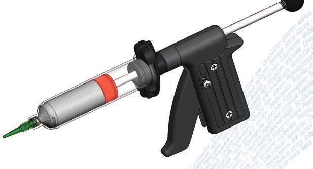 The amount dispensed is controlled by the squeeze of the trigger and the size of the dispensing tip (larger tip, more flow).