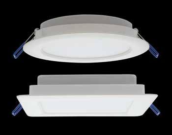 LED Downlight Slim EcoMax Very flat design, only 34mm height Available in both round and square version Integrated driver for easier installation Two lumen packages Efficacy up to 85 lm/w