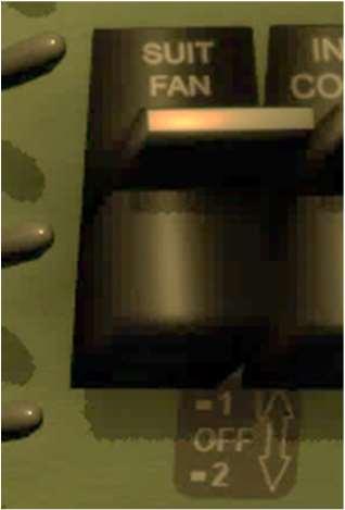 A SUIT FAN circuit breaker/fuse controls if any of the fans will be connected to the electrical system. The FANS are using AC power, and is connected to the FANS AC BUS.
