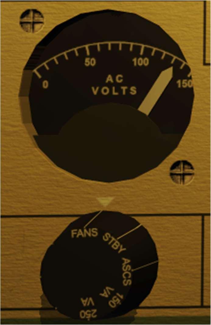 The AMMETER switch can either be bypassed (to conserve power if needed) or operate normally in the NORM position. Powering the AMMETER OFF will remove power to the entire MAIN DC bus. 3.