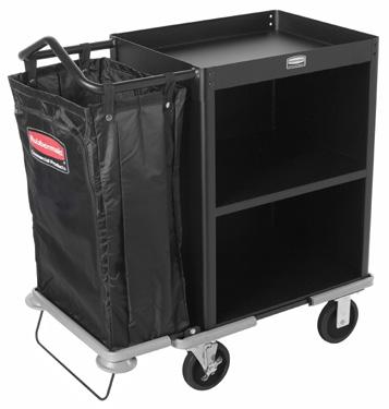 FG9T6200BLA EXECUTIVE SHORT 2-SHELF HOUSEKEEPING CART STEEL, BLACK Two-shelf lie cart is compact ad easy to maeuver, while providig 9 ft3 of storage.