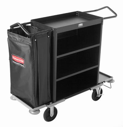 FG619000BLA EXECUTIVE COMPACT HOUSEKEEPING CART Compact model requires less floor space, while lighter loaded weight helps prevet cart overloadig ad worker
