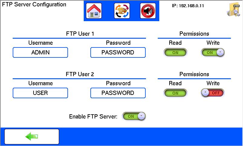 7.9.11: FTP Server Configuration An FTP server for data collection and read/write access may be configured here.