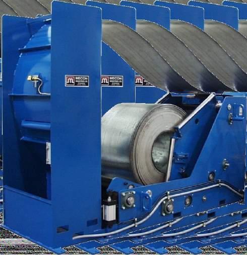 REEL and CRADLE UNCOILERS q Light to heavy duty braking systems q Hydraulic or mechanical mandrel expansion q Outboard spindle supports for heavy, wide coils with, small inside diameters q Traveling