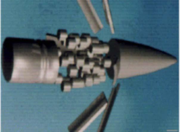 30mm AHEAD AIR BURSTING MUNITIONS Controlled Detonation Munitions Pre-formed pellets dispersed in a pre-determined pattern prior to projectile impact on target Nylon DRB 13-Grain Tungsten Alloy Cargo