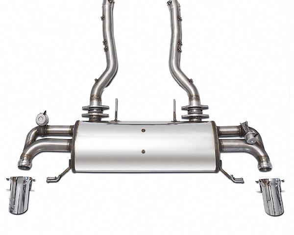 Exhaust systems sport rear muffler 2 tailpipes with flap control in V2A stainless steel performance with each side one round stainless steel