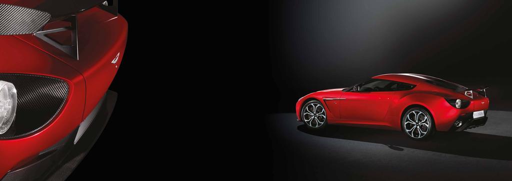LIGHTNESS, STRENGTH AND SPEED The sculpted aluminium double-bubble roof and bulging haunches are Zagato trademarks while the rear wing, diffuser and