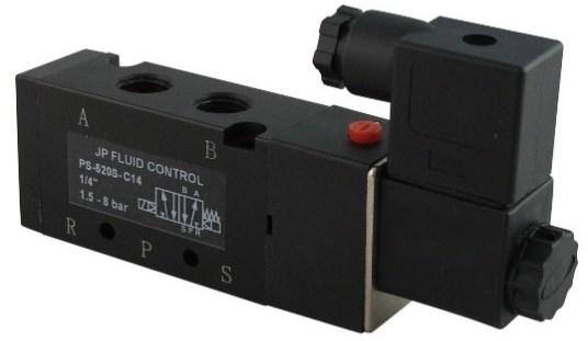 DIRECTIONL CONTROL VLVES 5/2-WY VLVE 5/2-Way solenoid valves have five ports and two positions. The valves are characterized by a high flow rate, quick response time and a long lifespan.