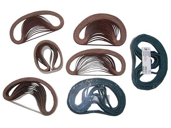 Recommended accessories for belt sander. Sanding belt set. - Sanding belt K60, width 19 mm (20 x). - Sanding belt K120, width 19 mm (20 x). - Sanding belt K60, width 12 mm (20 x).