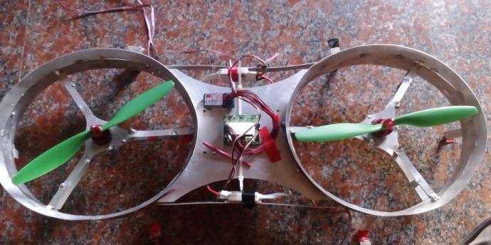 Figure 13. Assembled bi-copter Initially, the bi-copter is placed on a level surface. Microcontroller is positioned at the center.