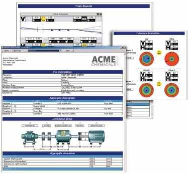 We provide detailed reports which clearly show, both graphically and numerically, the alignment condition as found and as left at both the coupling and foot positions, within specified customer