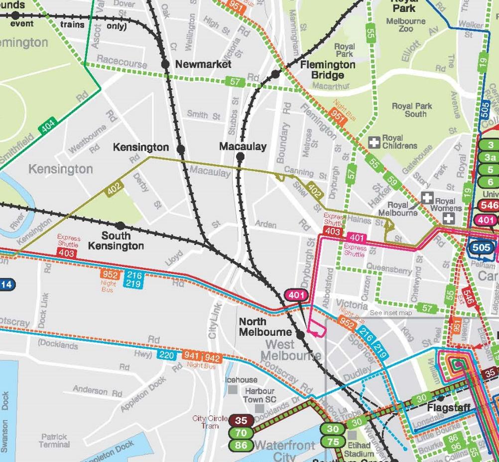In turn, the train lines and bus route provide even broader connectivity to multiple bus, tram and train services in the nearby inner-city catchment as illustrated in Figure 10.