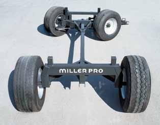 adjustment fore & aft 113.5 to 154.5 135.5 to 184.5 Bolster stakes adjust at 3-3/4 intervals 15 ton receiver box trailer Miller Pro has designed a tandem axle trailer to be used with receiver boxes.