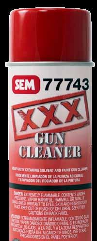 XXX Gun Cleaner XXX Gun Cleaner is a heavy-duty cleaning solvent and paint gun cleaner. It s strong enough to remove grease, adhesive, paint overspray and to clean spray equipment.