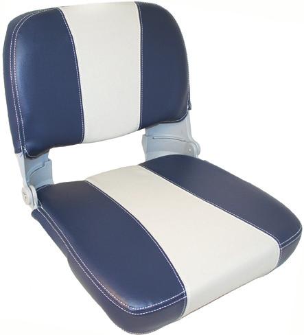 Upholstered in heavy duty marine grade vinyl. Very strong interlocking hinge mechanism and mesh storage pocket on seat back.