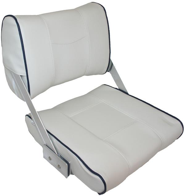 Thick closed cell foam padding with marine grade vinyl upholstery. ttractively designed seat with colour accents.