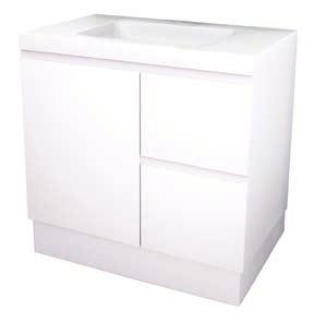 The Bloom Vanity range features: 50mm Thick Polymarble Top with 1 tap hole High gloss white cabinet made