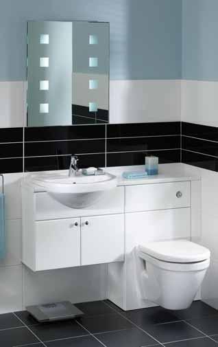 THIS IS THE AQUIS RANGE The ultra pure white gloss and natural timber AQUIS VANITY UNITS AQUIS BACK TO WALL FURNITURE AQUIS SYSTEM FURNITURE effects which are available across the product range