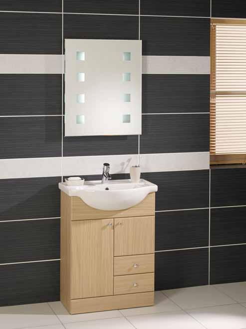AQUIS VANITY UNITS FERRARA VÄtáá v OAK WITH BASIN Features and benefits AQ40PM AQ53MF IM60 BASIN UNITS: Supplied pre-assembled with handles fitted. Units pre-cut for basin.