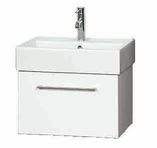 Venice The vanity for small spaces with a full extension soft close drawer, Gloss White or Wenge finish cabinet with a vitreous china basin with overflow.