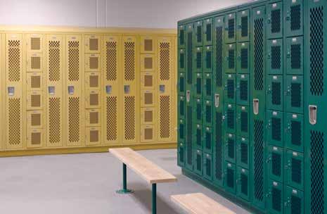 Steel Lockers At a Glance Knock Down Construction Diamond perforations on door and sides 14 ga door, 16 ga body & 18 ga back Classic III or Defiant II handle available on 1, 2 and 3 tier Friction or
