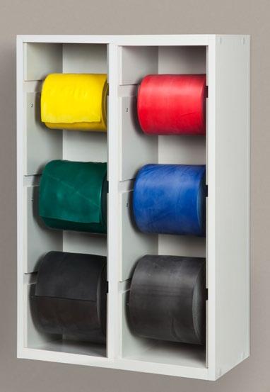 Can store and dispense exercise band (Hollow core only) Refilling is quick and easy Holder mounts to the wall Easy-clean all laminate construction 5106 5105F 36 1 /2" 6 3 /4" 4 1