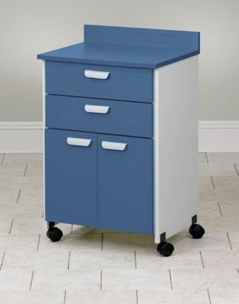 9 cm Mobile, Treatment Cabinet with 5 Drawers Mounted on dual wheel swivel casters All laminate construction 75 lbs.