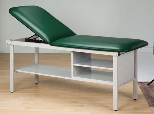 ETA ALPHA SERIES TREATMENT TABLES Straight Line Treatment Table with Shelf and 2 Drawers Rigid all steel frame Adjustable backrest Laminate shelf &