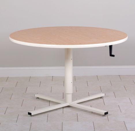 when ordering 75-23K Powder Board Table* High pressure laminate top with tee-moulding on edges Height adjustable legs with self indexing, spring loaded plungers (no
