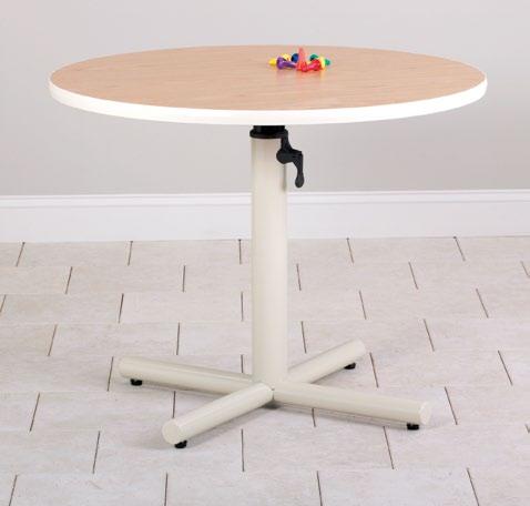 36 cm Round Top Hand Crank Adjustable Table* Work space for 4 patients Hand crank height adjustment with retractable handle 4 person accessible Optional locking