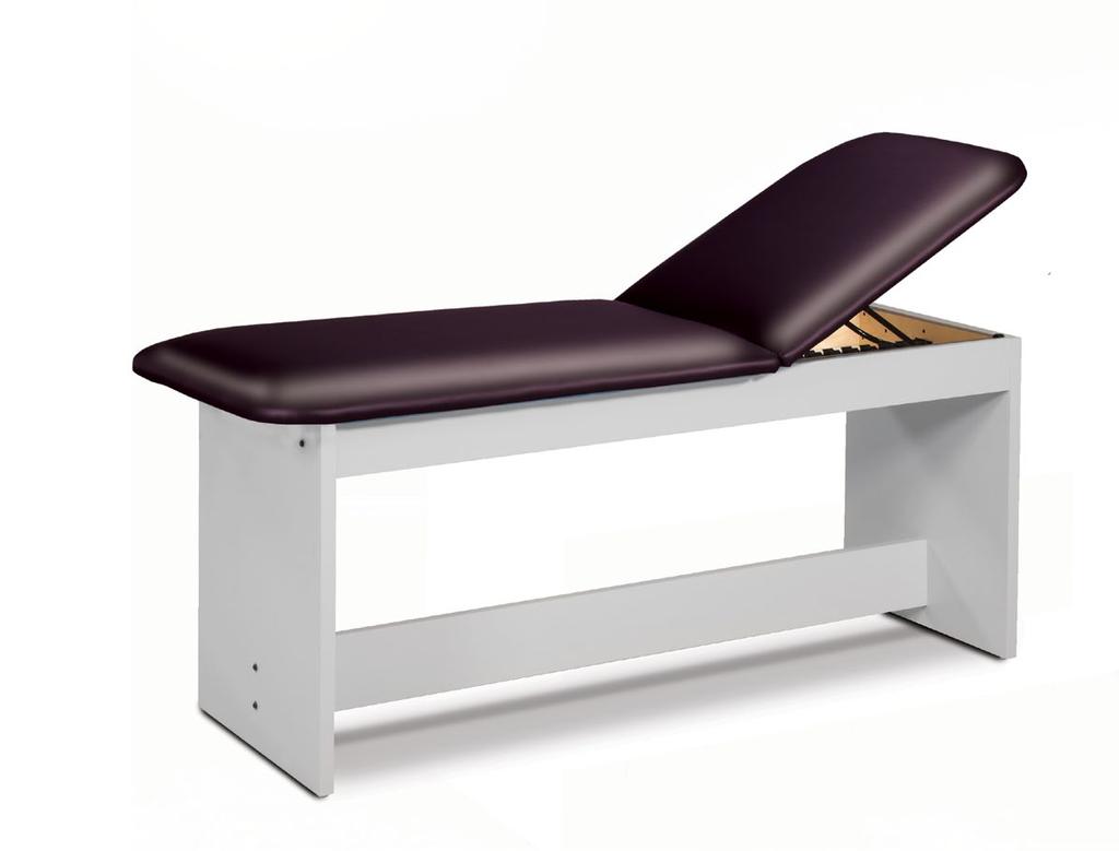 ETA Style Line Series Treatment Tables feature: Adjustable backrest standard on all models Upholstered top is easy to replace if damaged Steel reinforced, pre-assembled plywood top frame 11/ 8 "