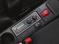 Joystick mounted power boost button allows for quick access of extra hydraulic power.