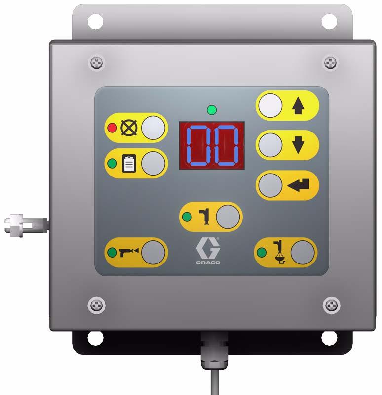 Operator Controls Operator Station Color change and alarm indicator Normally displays color number. If an alarm occurs, displays an alarm code, E1 to E9. Color number displays after alarm is cleared.
