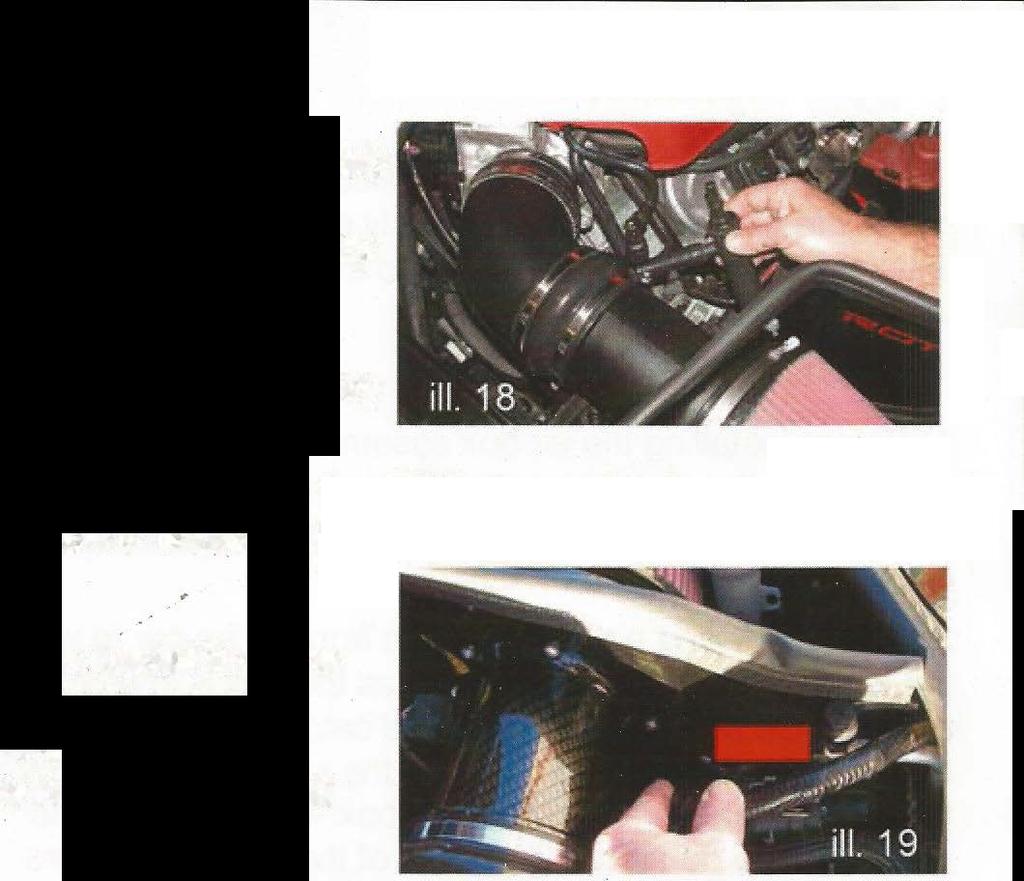 6) Locate the small breather canister assembly previously removed from the stock intake. This will couple to the small 90 degree fitting as pictured.