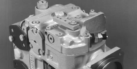 The servo piston rotates the cradle swashplate through an angular rotation of ±17, thus varying the pump s displacement from full displacement in one direction to full displacement in the opposite