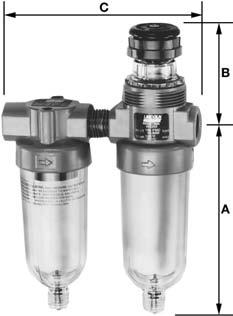 AirCare Air Preparation Systems Miniature Air Line Combination Units Filter-Lubricator Maximum Operating Element Lubricator Air Temperature icle Bowl Capacity Supply Range Size ozs.