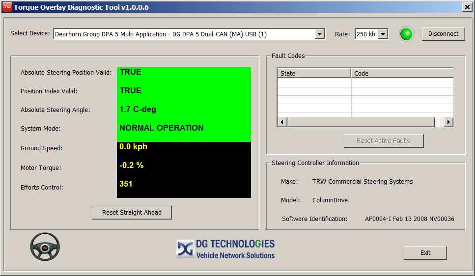 TRW Commercial Steering Torque Overlay Diagnostic