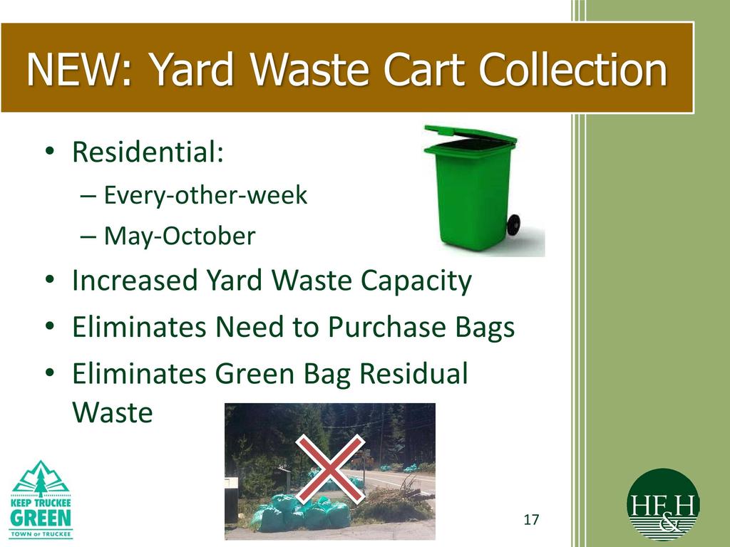 NEW: Yard Waste Cart Collection Residential: Every -other-week May -October Increased