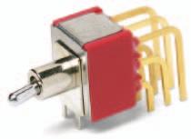 Miniature Switches TERMINATIONS A RIGHT ANGLE, PC THRU-HOLE 7201MD9ABE Horizontal Actuation DPDT Actuator Shown In Pos.