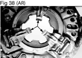 Clutch Cover / Intermediate Plate Failure - Lever Wear As indicated by arrows in Figure 38, excessively worn levers are most likely the result of lack of maintenance.