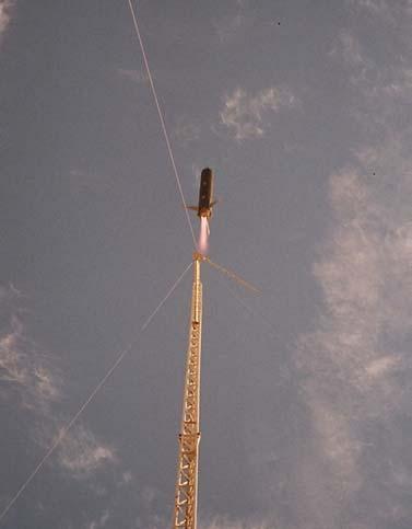 Aerospike Engine The CALVEIN team successfully conducted the first two-ever powered flight tests of a liquid-propellant aerospike engine in the fall of 2003 (Figures 8 and 9).